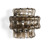 Textured Glass Wall Sconce Light Fixture with Curved Shade for Living Room Bedroom Dining Room | Hardwired 2-Bulb Accent Lighting