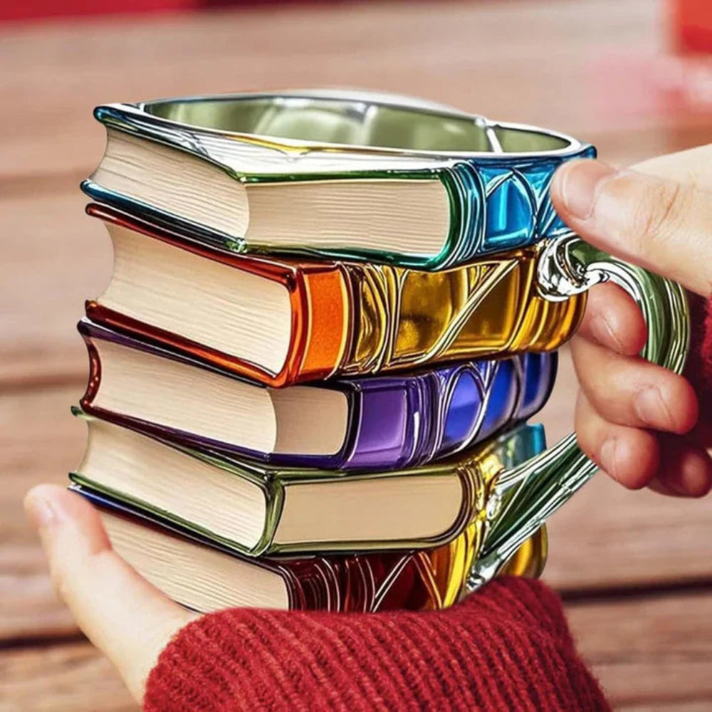 Book Lover Glass Coffee Mug with Literary Design