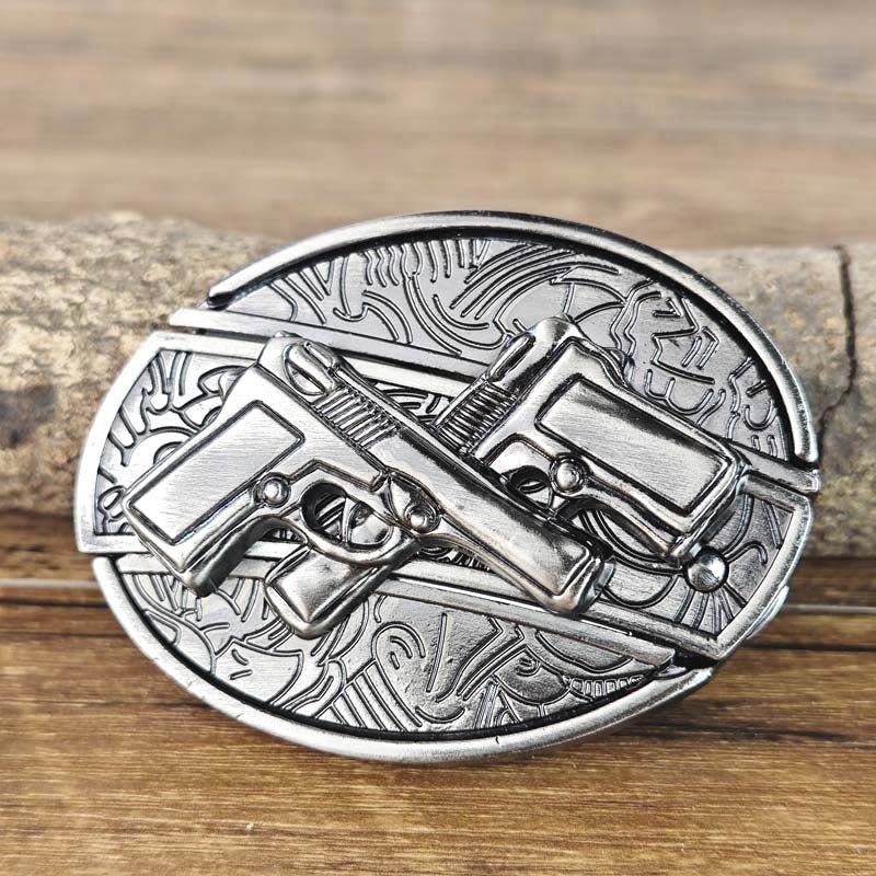 Oval Bull Skull Belt Buckle with Hidden Knife
