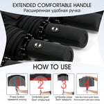 Reverse-Close Inverted Umbrella with Auto-Open Button – Wind-Resistant Double-Layer Canopy for Storm Protection – Hands-Free C-Handle