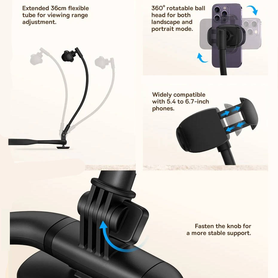 Innovative Phone Holder | Adjustable Cell Phone Stand with 360-Degree Rotation | Comfortable Neck and Desk Use