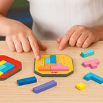 Shape-Matching Brain Teaser Set with 108 Pieces and 20 Pattern Cards for Kids Age 4+ and Adults