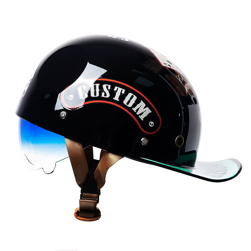 Motorcycle Helmets DOT Approved Cap Style, Lightweight Helmet with Anti UV Inner Visor, Baseball Cap Helmet with Visor