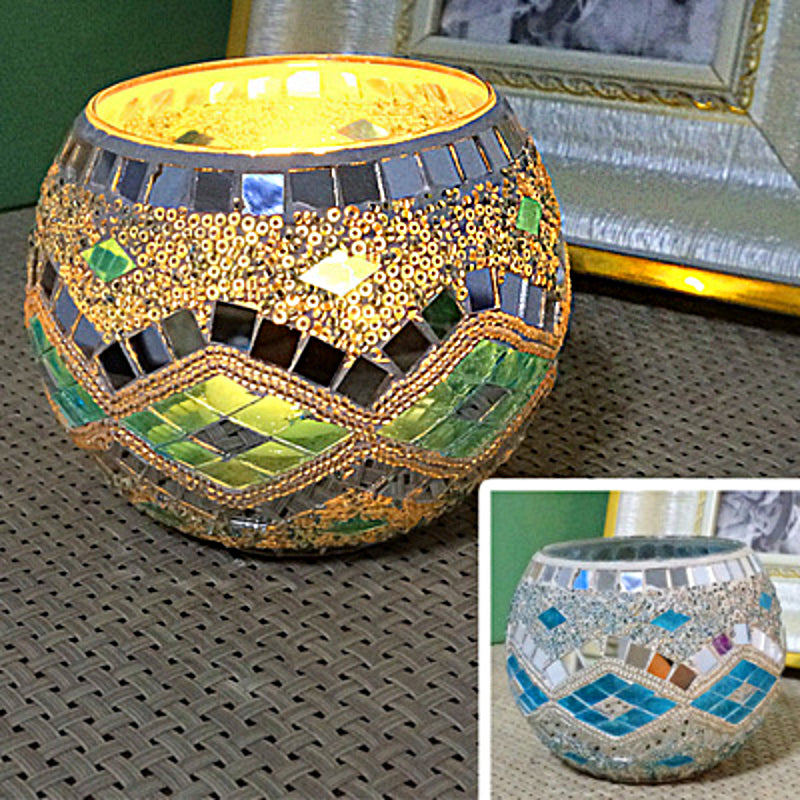 Colorful Glass Tea Light Holder for Home Decor