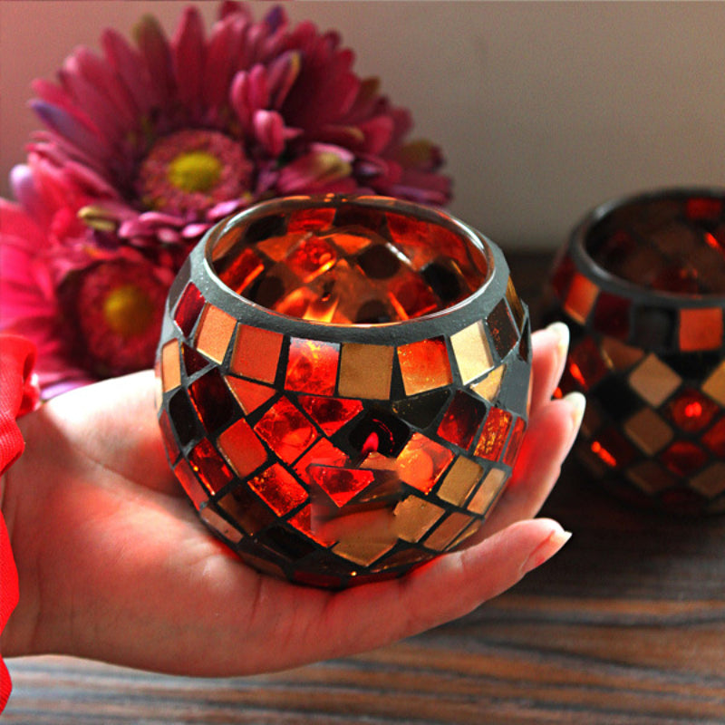 Colorful Glass Tea Light Holder for Home Decor