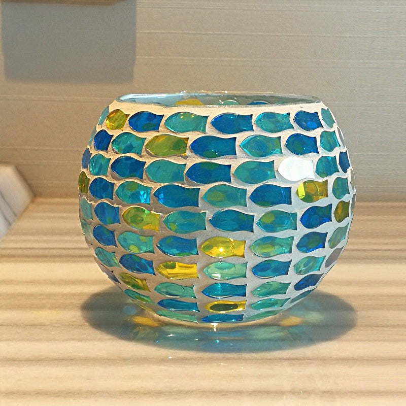 Colorful Glass Tea Light Holder for Home Decor