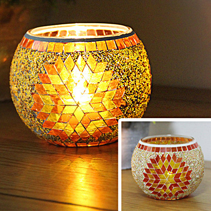 Colorful Glass Tea Light Holder for Home Decor