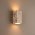 Natural Travertine Wall Light Sconce | Minimalist Design with Up-and-Down Glow for Indoor and Outdoor Ambiance
