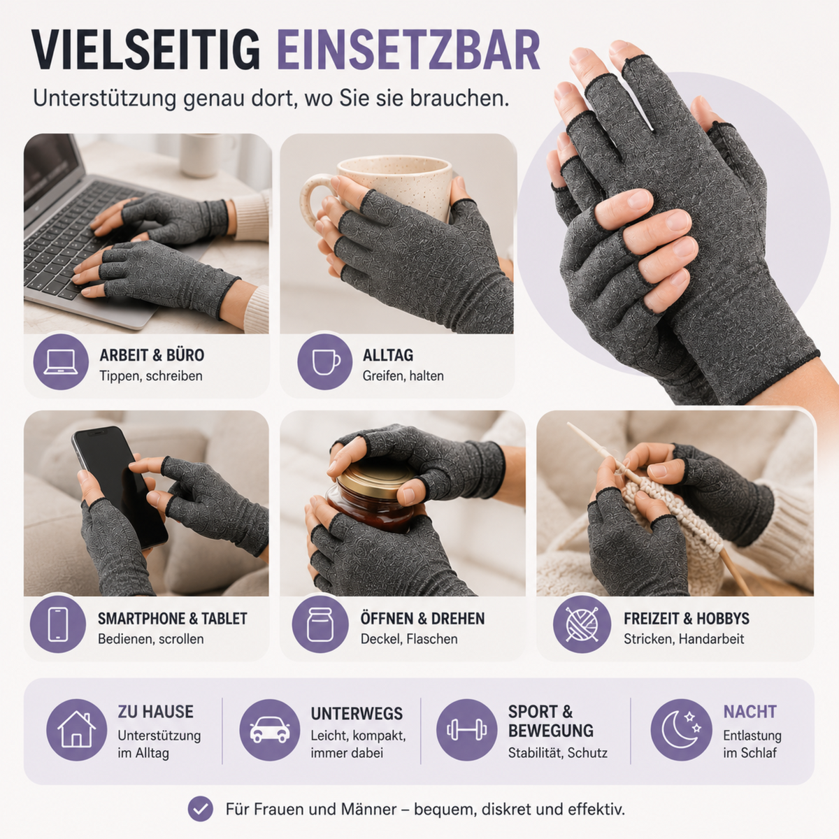 Fingerless Compression Gloves for Joint Support – Breathable Half-Finger Hand Braces for Everyday Tasks Comfort