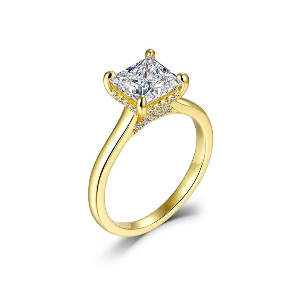 Luxurious Gold Tone Cubic Zirconia Ring