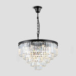 Tiered Crystal Chandelier with Cascading Glass Rods – Multi-Level Statement Lighting for Dining Room & Foyer – Brass, Black & Nickel Finish