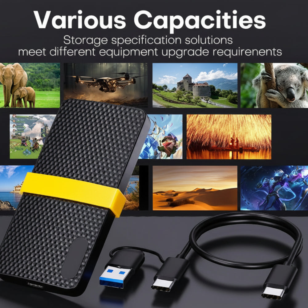 Portable SSD | External Hard Drive with USB 3.1 Type C | Compact Design for Fast Data Access