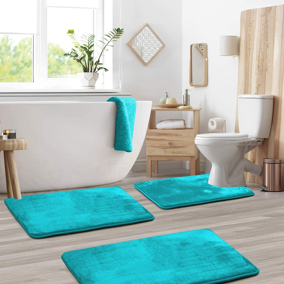 Premium Memory Foam Bath Mats Set – 3-Piece Soft and Absorbent Bathroom Mats