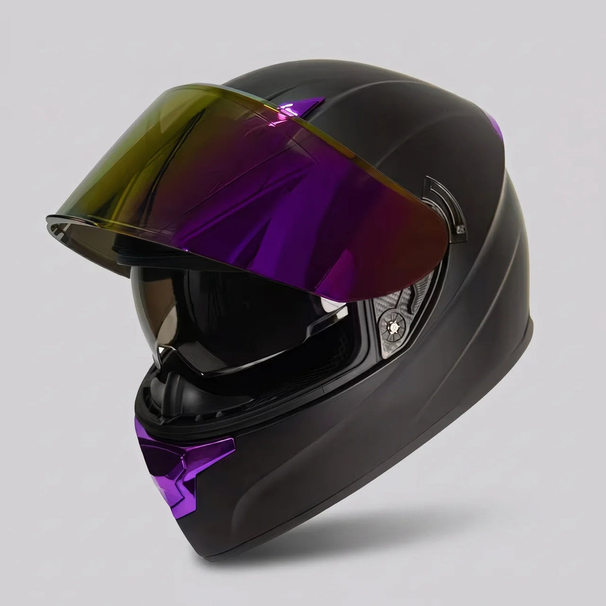 Rider's Choice | Full-Face Motorcycle Helmet with Protective Visor | Comfortable Purple Design for Safe Riding