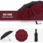 Reverse-Close Inverted Umbrella with Auto-Open Button – Wind-Resistant Double-Layer Canopy for Storm Protection – Hands-Free C-Handle