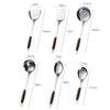 Pro Kitchen Stainless Steel Utensil Set - Wooden Handle Cookware