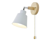 Swivel Sconce with Chain Pull and Wood Accent for Focused Task Lighting in Bedroom, Hallway or Reading Nook – 180° Rotation