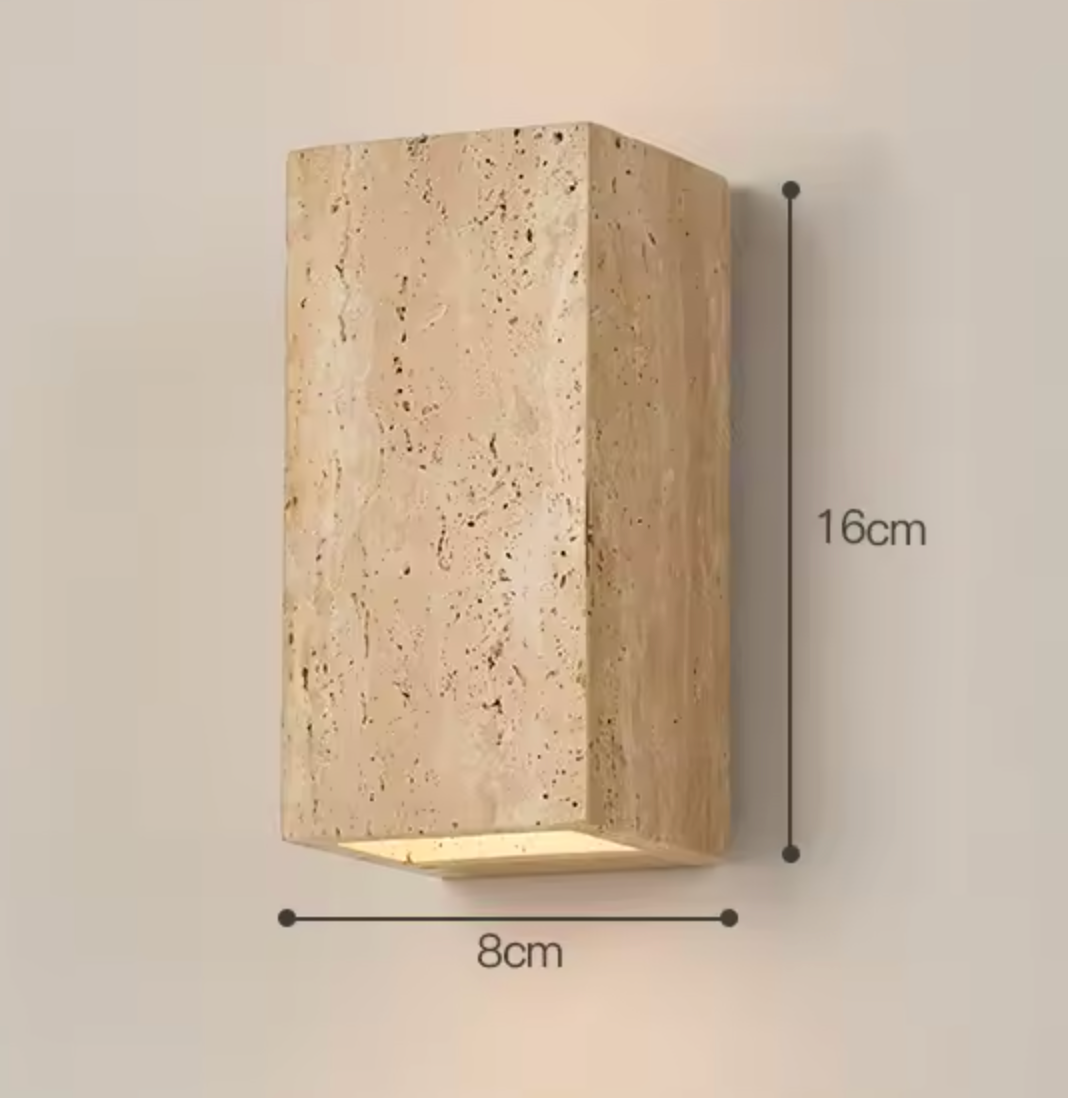 Natural Travertine Wall Light Sconce | Minimalist Design with Up-and-Down Glow for Indoor and Outdoor Ambiance