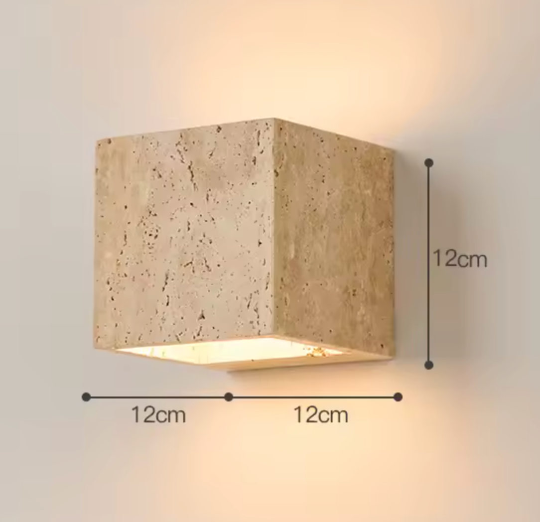 Natural Travertine Wall Light Sconce | Minimalist Design with Up-and-Down Glow for Indoor and Outdoor Ambiance
