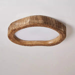 Rustic Wood-Grain LED Ceiling Light for Bedroom & Living Room – Flush Mount Ambient Fixture