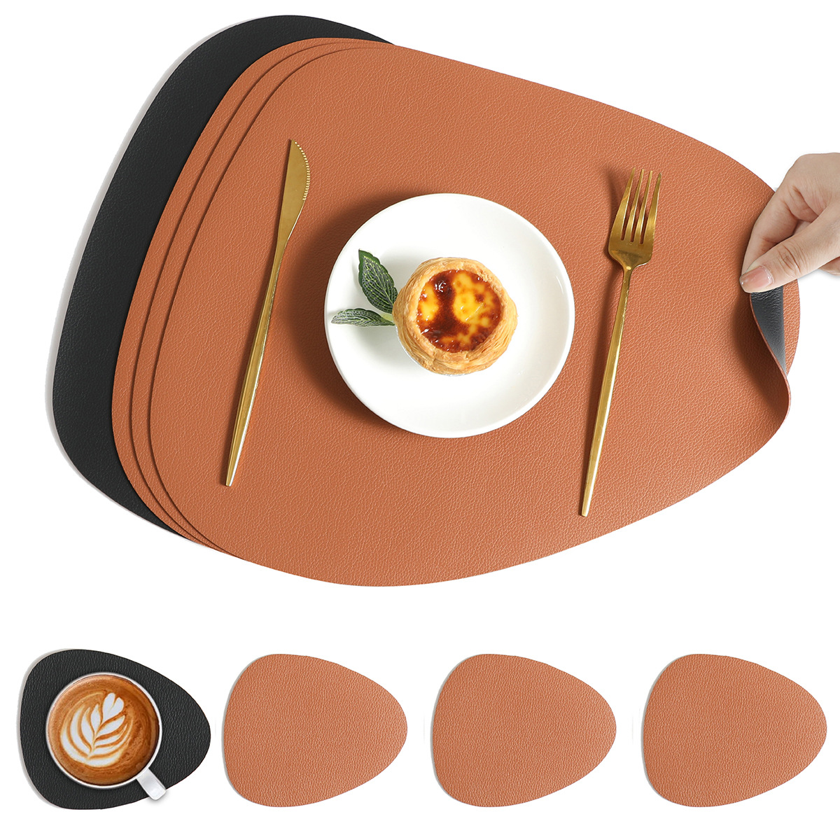 Premium Synthetic Leather Table Mats – Reversible Dining Set