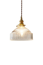 Glass & Brass Pendant Ceiling Light Fixture for Entryway, Bedroom & Living Room – Vintage Style E26 Socket
