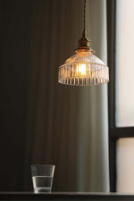 Glass & Brass Pendant Ceiling Light Fixture for Entryway, Bedroom & Living Room – Vintage Style E26 Socket