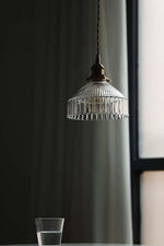 Glass & Brass Pendant Ceiling Light Fixture for Entryway, Bedroom & Living Room – Vintage Style E26 Socket