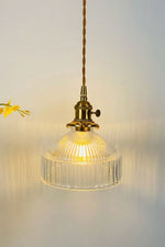 Glass & Brass Pendant Ceiling Light Fixture for Entryway, Bedroom & Living Room – Vintage Style E26 Socket