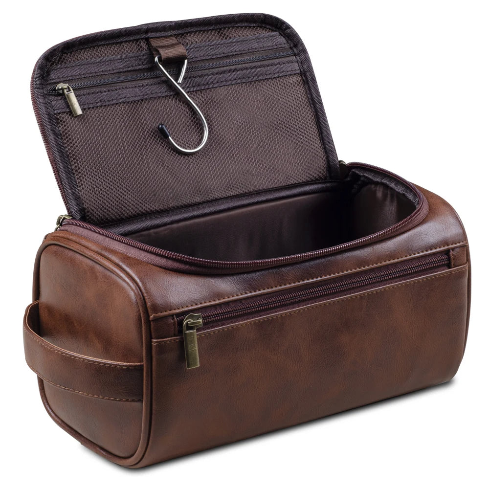 Premium Leather Travel Toiletry Kit Bag - Dotisk
