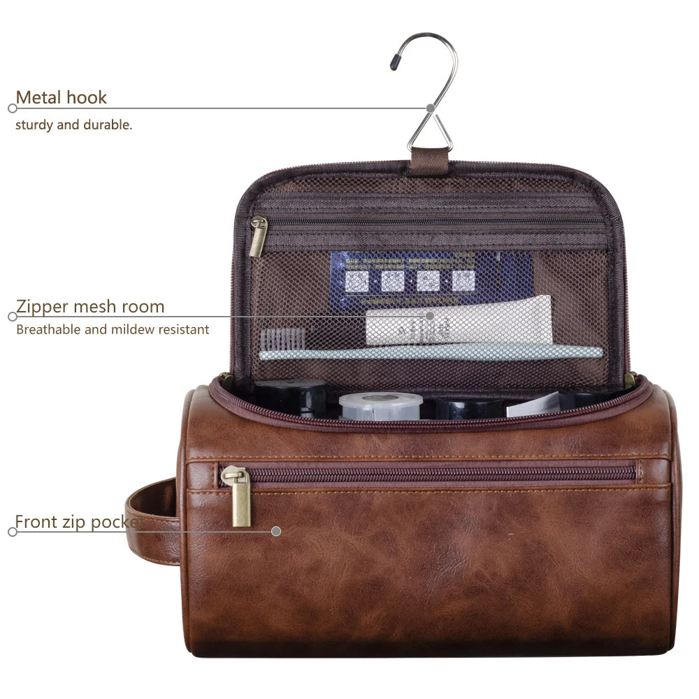 Premium Leather Travel Toiletry Kit Bag