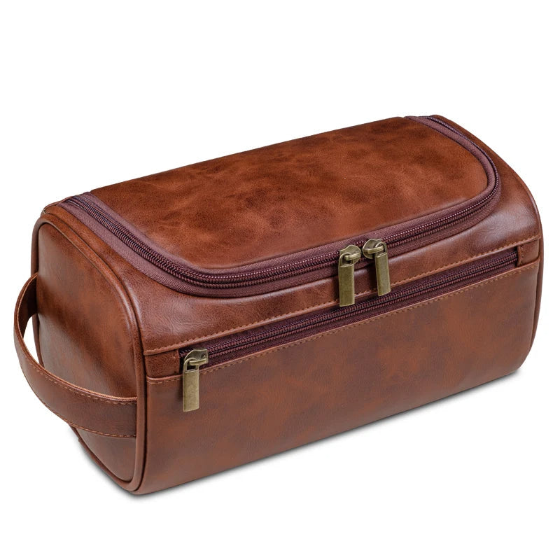 Premium Leather Travel Toiletry Kit Bag