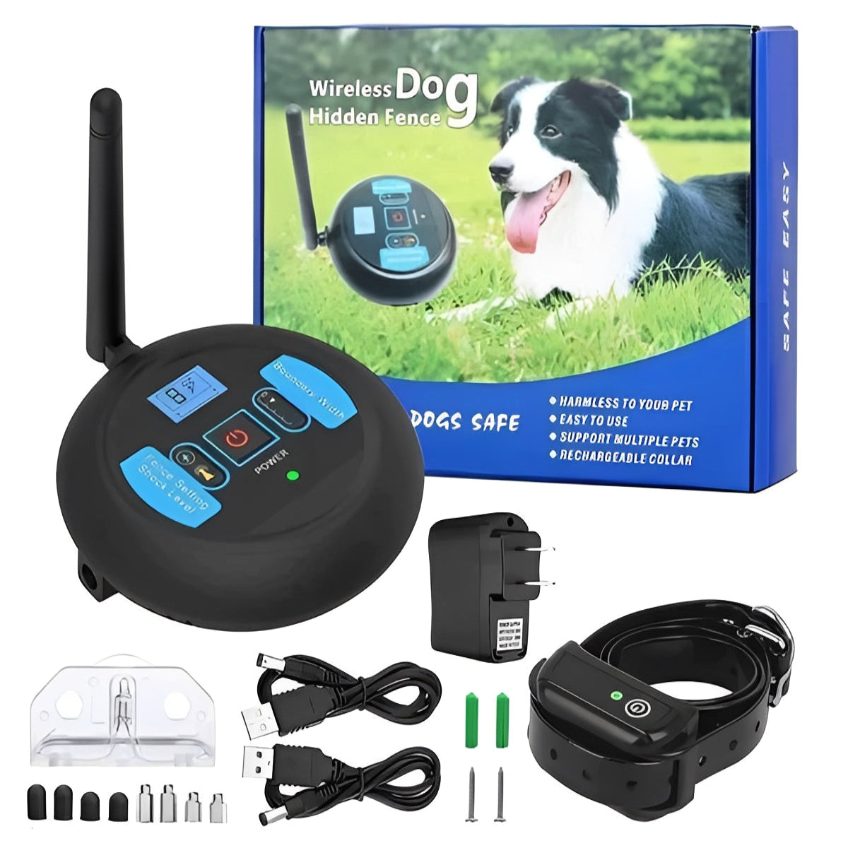 Wireless Dog Fence System | Adjustable Boundary with Water-Resistant Collar | Safe Outdoor Freedom for Dogs