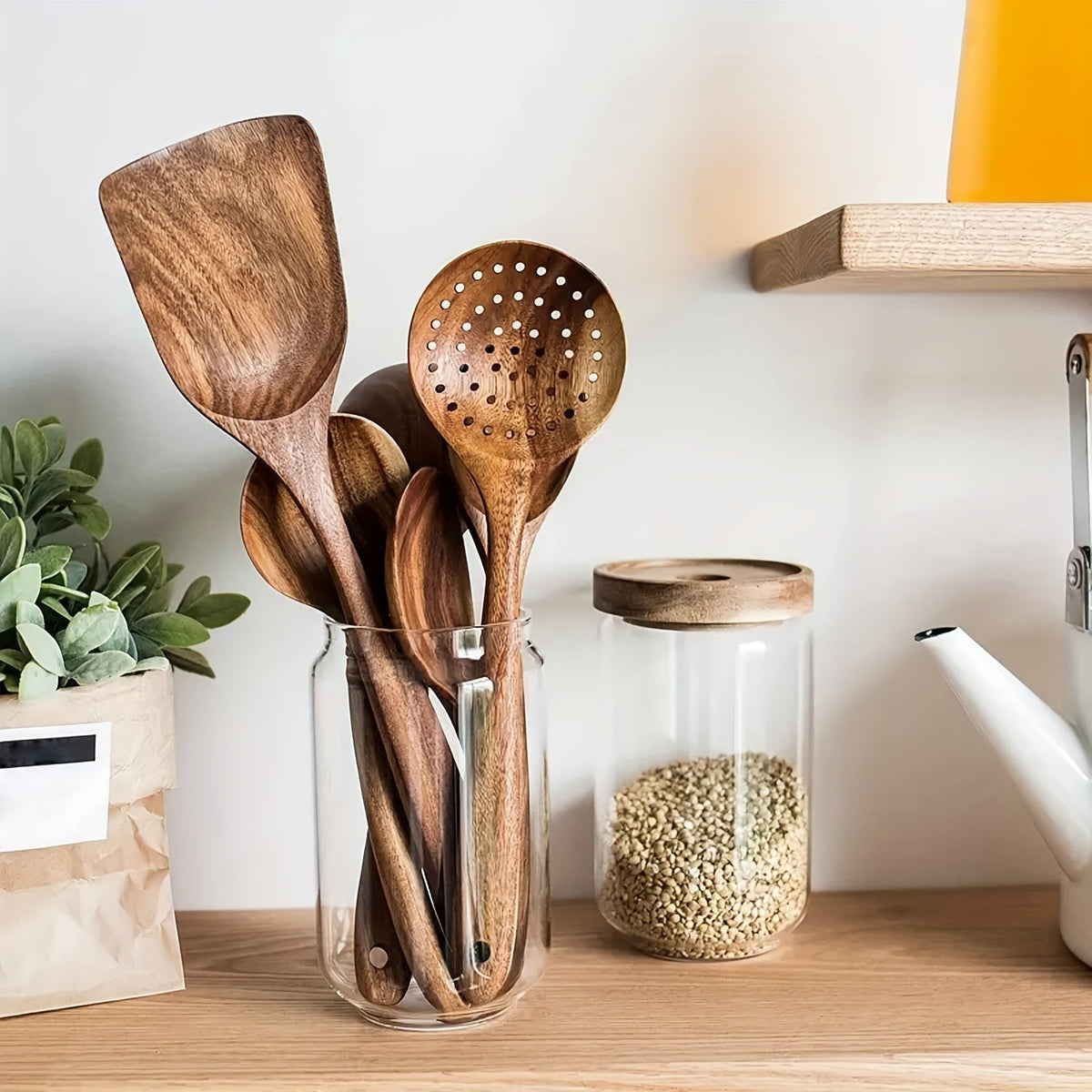 Durable Wooden Cooking Utensil Set for Non Stick Pans