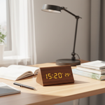 WoodSense | LED Wooden Clock with Voice Control & Adjustable Brightness | Elegant Time Display for Any Room