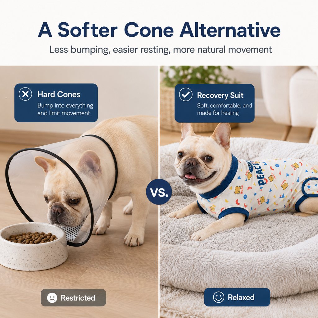 Dotisk Dog Recovery Suit for Post-Surgery Belly Protection - Soft Cone Alternative Onesie for Spay, Neuter & Anti-Lick Care