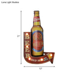 LED Novelty Wall Light Battery-Powered Metal Sign Sconce for Kids Room, Game Room & Man Cave – Beer, Car, Anchor Shaped Night Light