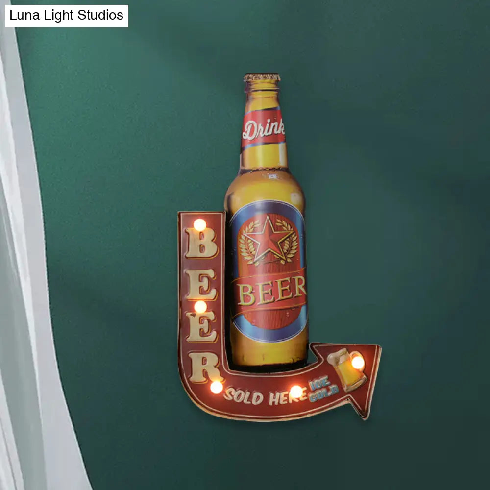 LED Novelty Wall Light Battery-Powered Metal Sign Sconce for Kids Room, Game Room & Man Cave – Beer, Car, Anchor Shaped Night Light