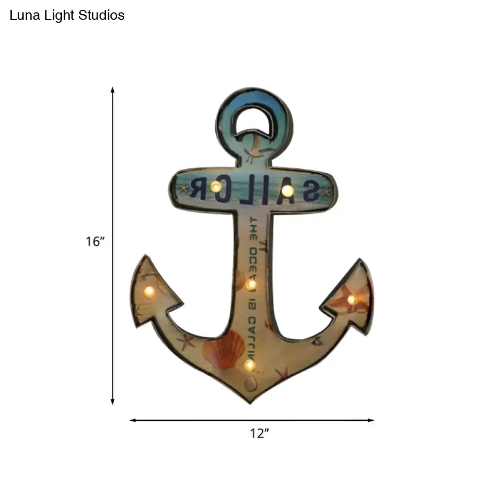 LED Novelty Wall Light Battery-Powered Metal Sign Sconce for Kids Room, Game Room & Man Cave – Beer, Car, Anchor Shaped Night Light