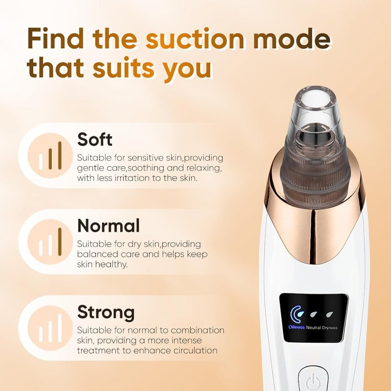 Portable Blackhead Cleaner with LED Display & Removal Tool