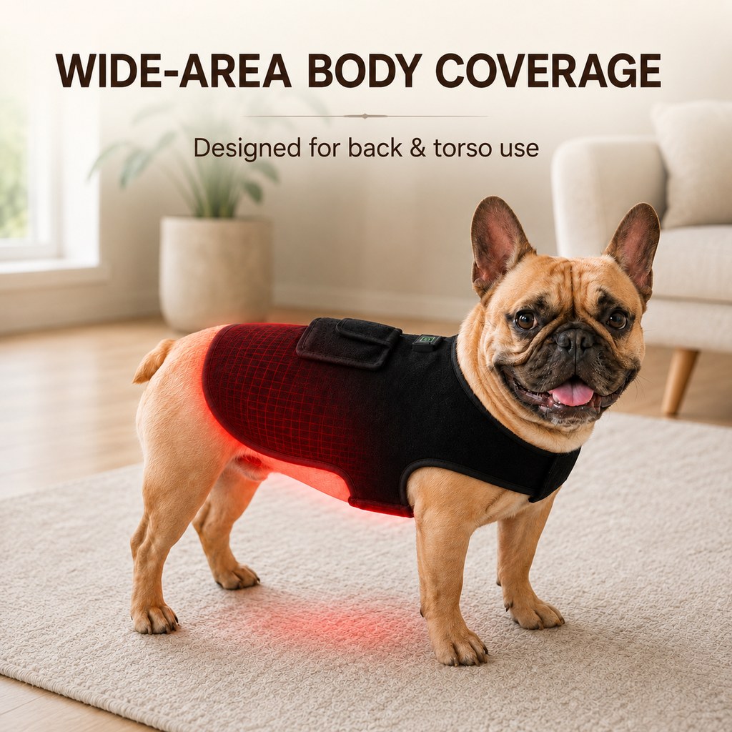 Dotisk Pet Red Light Therapy Vest for Dogs & Cats – 660nm + 850nm Near-Infrared for Back, Hip, Joint & Muscle Comfort – USB or Rechargeable