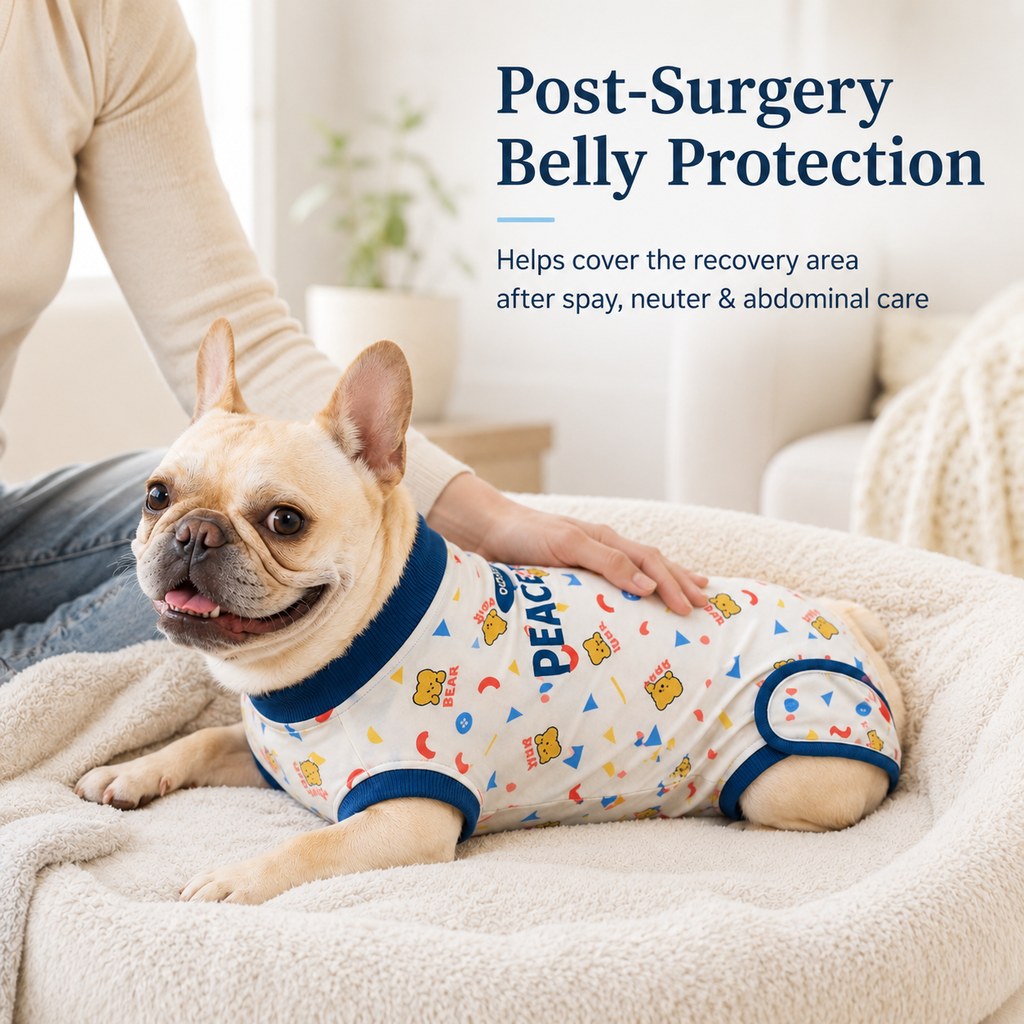 Dotisk Dog Recovery Suit for Post-Surgery Belly Protection - Soft Cone Alternative Onesie for Spay, Neuter & Anti-Lick Care