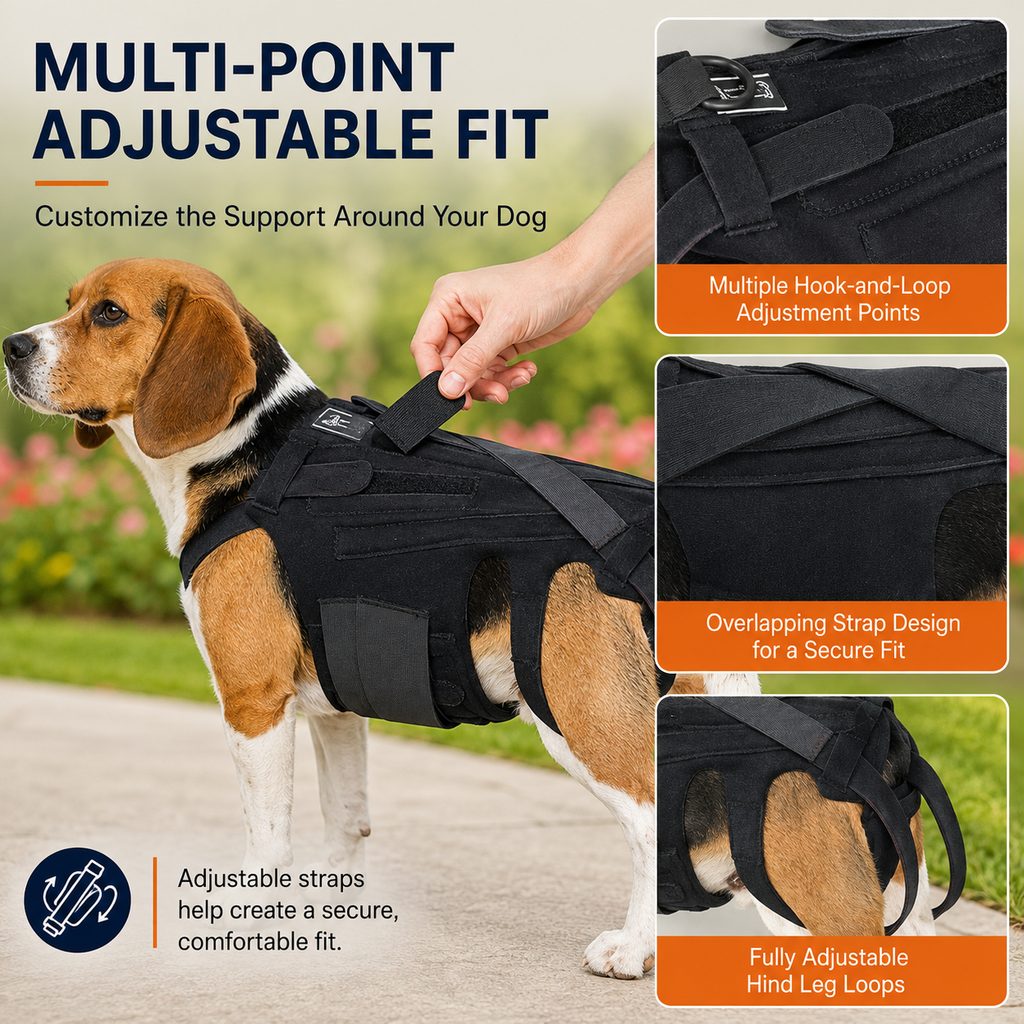 Dotisk Dog Back Support Brace for Senior & Recovering Dogs - Full-Body Mobility Vest for Walking Stability