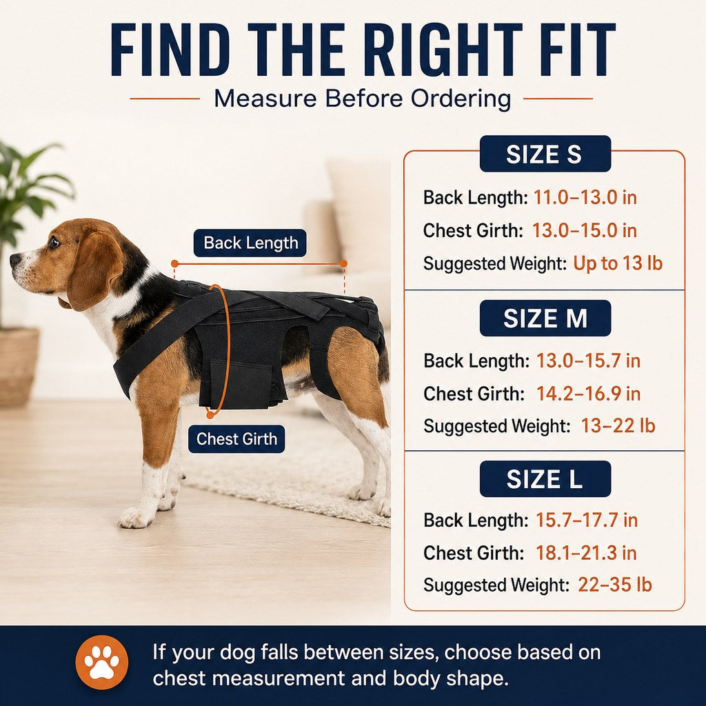 Dotisk Dog Back Support Brace for Senior & Recovering Dogs - Full-Body Mobility Vest for Walking Stability