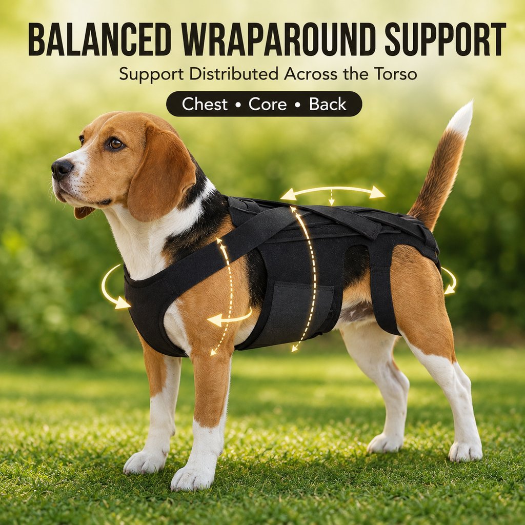 Dotisk Dog Back Support Brace for Senior & Recovering Dogs - Full-Body Mobility Vest for Walking Stability