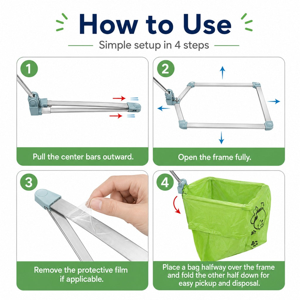 Dotisk Foldable Dog Poop Catcher for Walks - No-Bend Waste Pickup Tool with Telescopic Handle