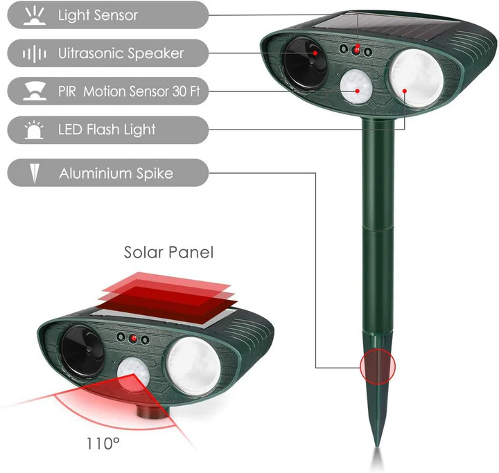 Outdoor Solar Pest Repeller with Ultrasonic Technology
