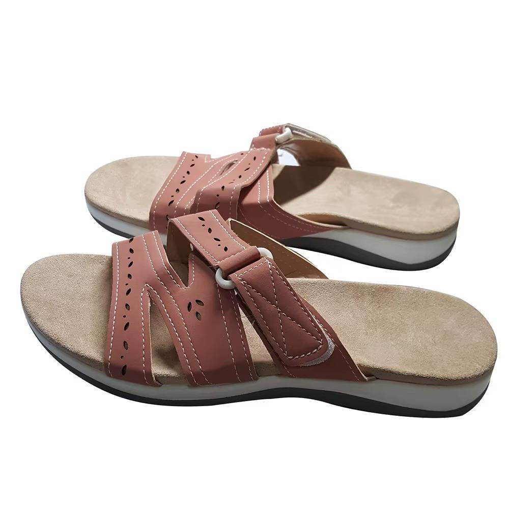 Women's Adjustable Hook & Loop Arch Support Sandals with Non-Slip Rubber Sole & All-Day Comfort