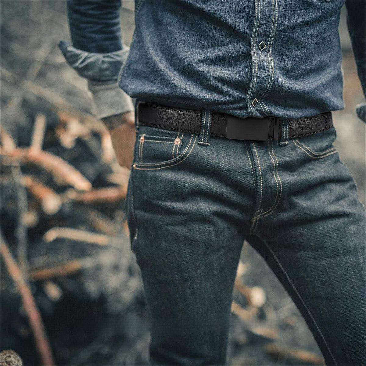 Adjustable Genuine Leather Ratchet Belt