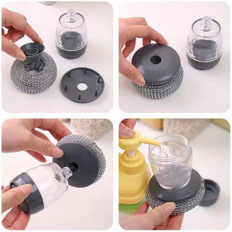 Powerful Kitchen Scrubber with Soap Dispenser
